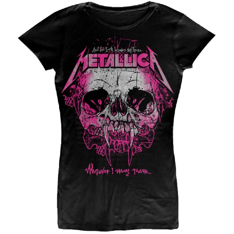 METALLICA T-Shirt for Ladies, Wherever I May Roam-- Machine Wash Dry Clean Hand Wash