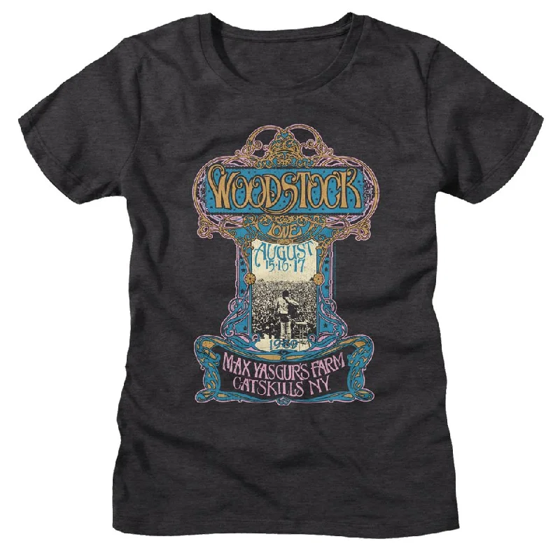 WOODSTOCK T-Shirt for Ladies, Nouveau Poster-- Iron Safe Non-Iron Wrinkle Free