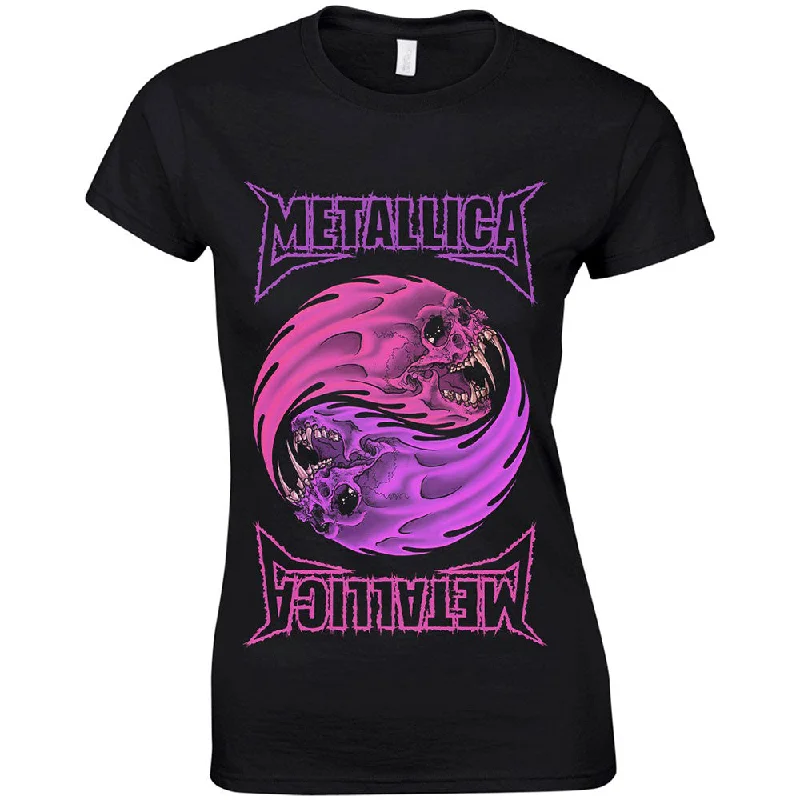 METALLICA T-Shirt for Ladies, Yin Yang Purple-- Handmade Hand-knitted Hand-woven
