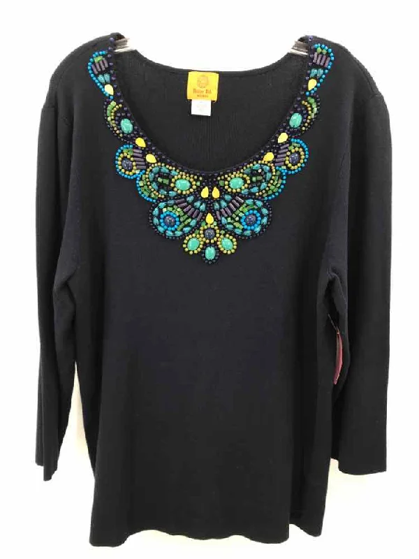 Pre-Owned Ruby Road Navy Size 1X Blouse Lightweight Chiffon Blouse
