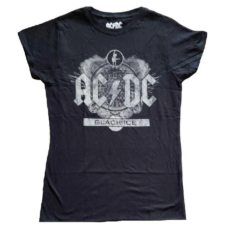 AC/DC Attractive T-Shirt, Black Ice-- Chenille Blend Fleece Blend Nylon Blend