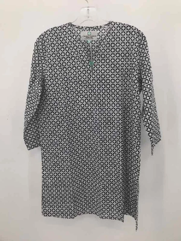 Pre-Owned Charleston Shoe Navy Size Medium Tunic Blouse Silky Tunic Blouse