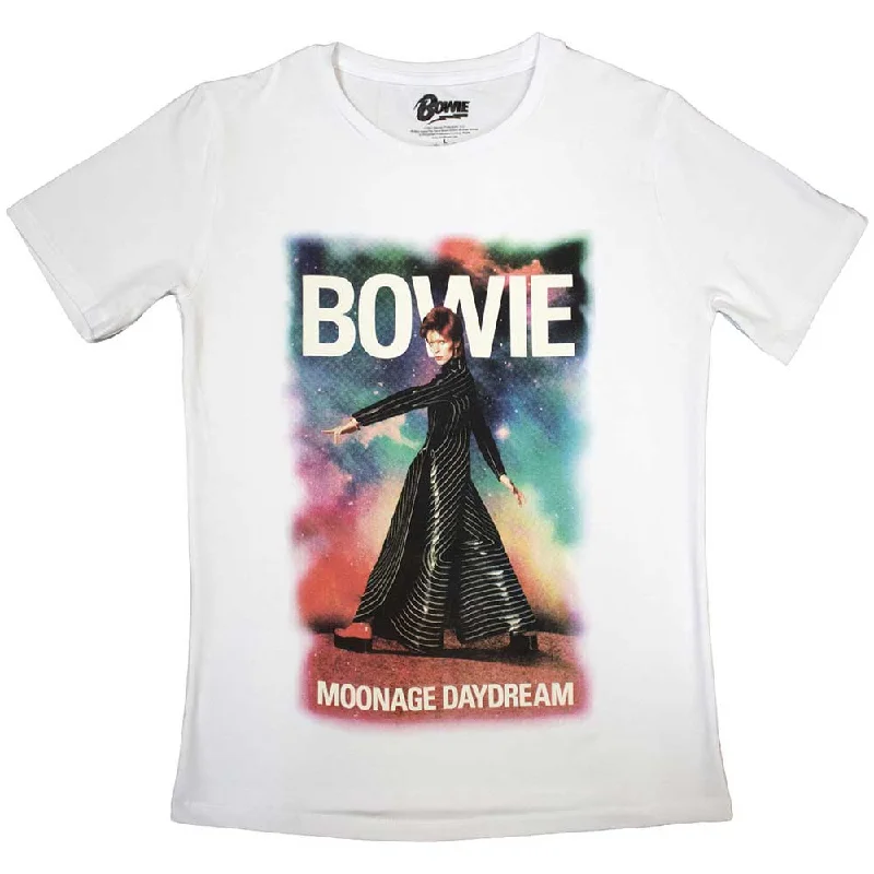 DAVID BOWIE Attractive Ladies T-Shirt, Moonage 11 Fade-- Rayon Velvet Corduroy