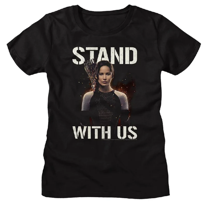 Women Exclusive HUNGER GAMES T-Shirt, Hunger Games Stand With Us Katniss-- Cozy Warm Stylish