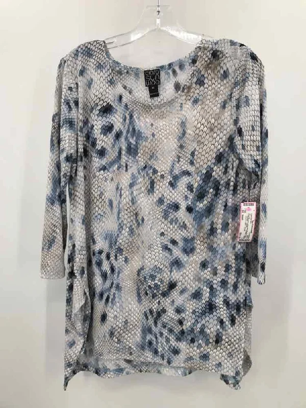 Pre-Owned Clara Sun Woo Grey Size Small Tunic Blouse Elegant Office Blouse