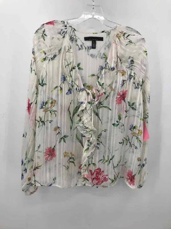 Pre-Owned WHBM Ivory Size Medium Long Sleeve Blouse Business Casual Blouse