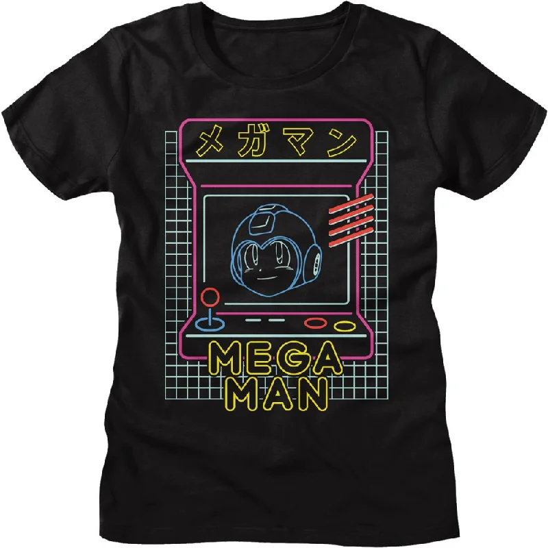 MEGA MAN T-Shirt, Neon Arcade-- Chenille Blend Fleece Blend Nylon Blend