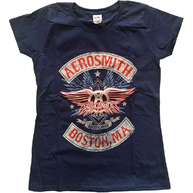 AEROSMITH Attractive T-Shirt, Boston Pride-- Denim Fabric Leather Fabric Suede Fabric