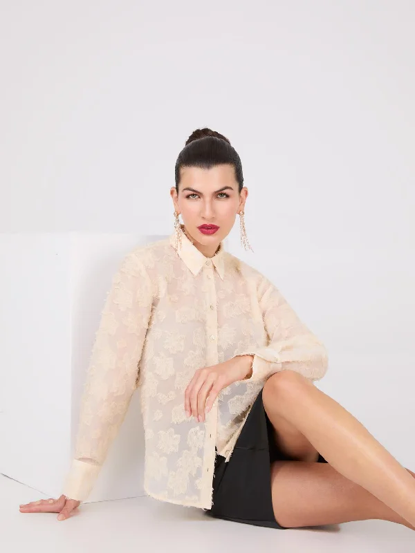 Button-Front Textured Blouse Chic Wrap Blouse