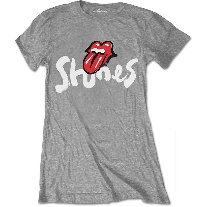 THE ROLLING STONES T-Shirt for Ladies, No Filter Brush Strokes-- Satin Blend Silk Blend Wool Blend