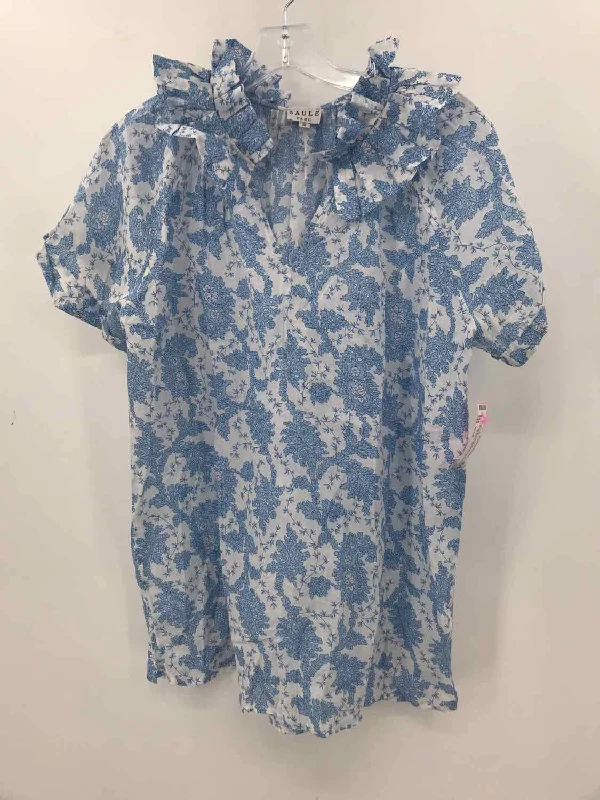 Pre-Owned Saule Parc Blue Size Small Printed Blouse Floral Print Blouse