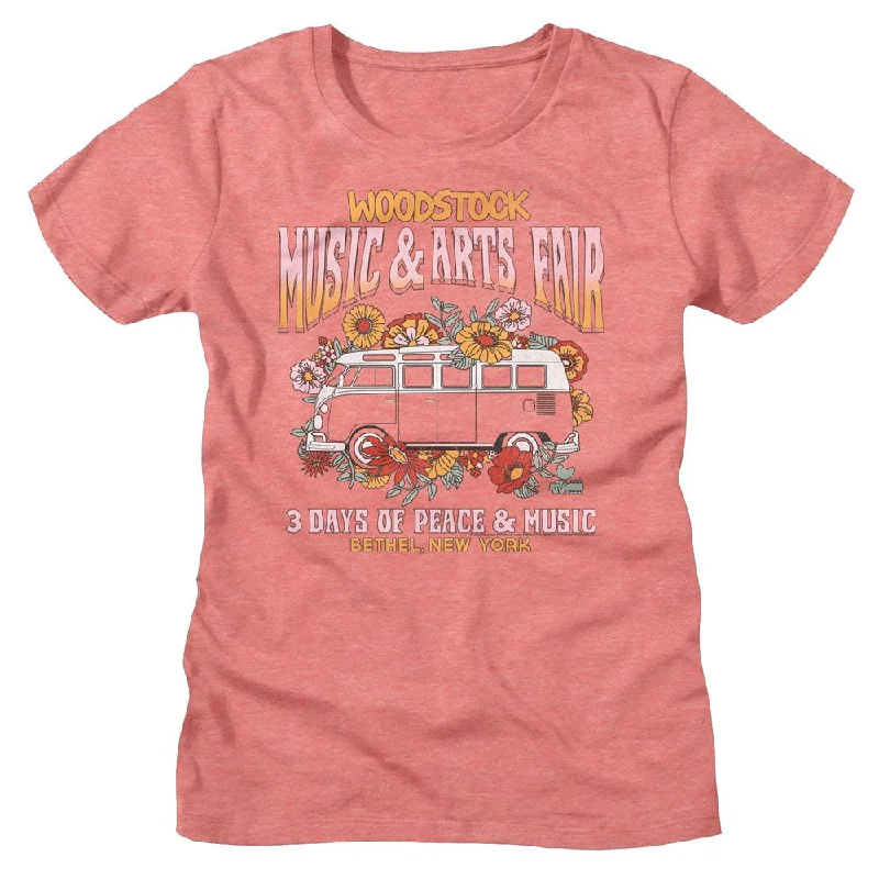 WOODSTOCK T-Shirt, Floral Van-- Spandex Blend Rayon Blend Denim Blend