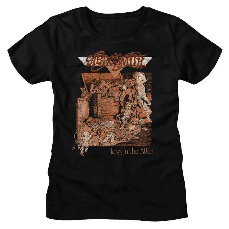 Women Exclusive AEROSMITH T-Shirt, Toys Album Cover-- Zippered Front Buttoned Front Snap Front