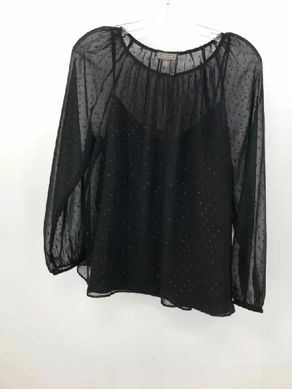 Pre-Owned Point Sur Black Size Medium Long Sleeve Blouse Business Casual Blouse