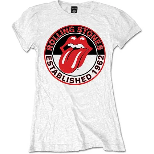 THE ROLLING STONES T-Shirt for Ladies, Est. 1962-- Notch Collar Peter Pan Collar Cowl Neck