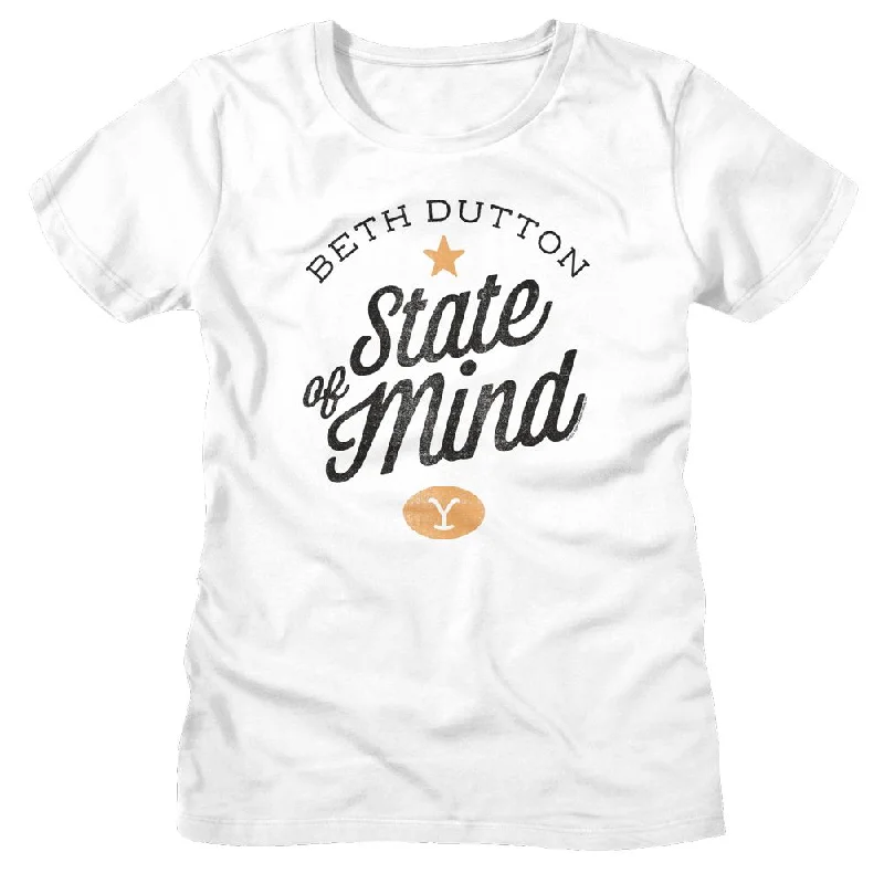 YELLOWSTONE T-Shirt, Beth State Of Mind-- Notch Collar Peter Pan Collar Cowl Neck