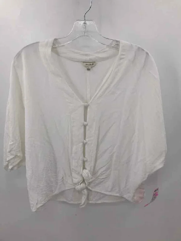 Pre-Owned Sim & Sam White Size Large Blouse Feminine Satin Blouse