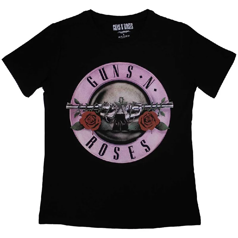 GUNS N' ROSES Attractive Ladies T-Shirt, Classic Logo-- Elegant Classic Vintage