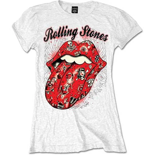 THE ROLLING STONES Ladies T-Shirt, Tattoo Flash-- Houndstooth Herringbone Solid
