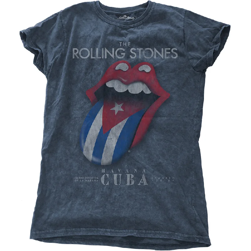 THE ROLLING STONES T-Shirt for Ladies, Havana Cuba-- Mesh Blend Leather Blend Suede Blend
