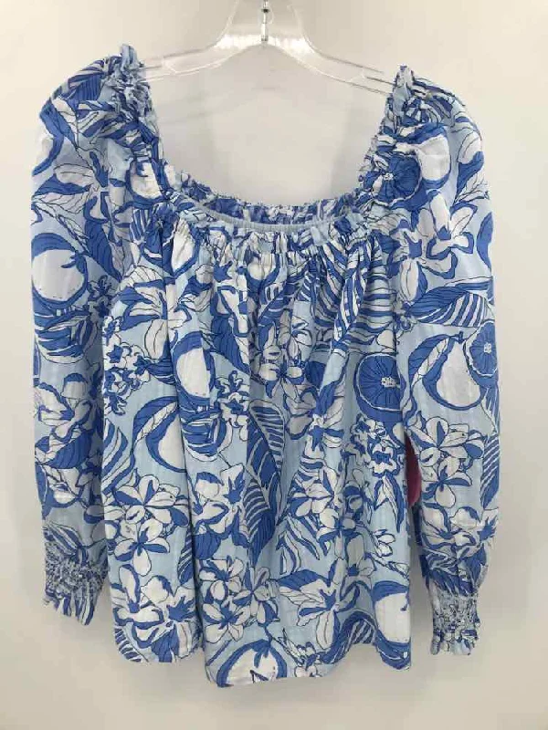 Pre-Owned Vineyard Vines Blue Size Medium Blouse Silky Tunic Blouse