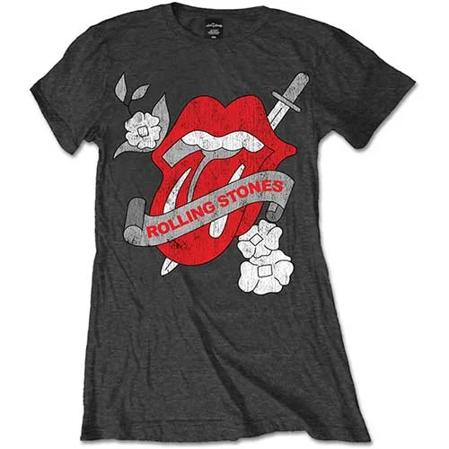 THE ROLLING STONES T-Shirt for Ladies, Vintage Tattoo-- Chenille Blend Fleece Blend Nylon Blend