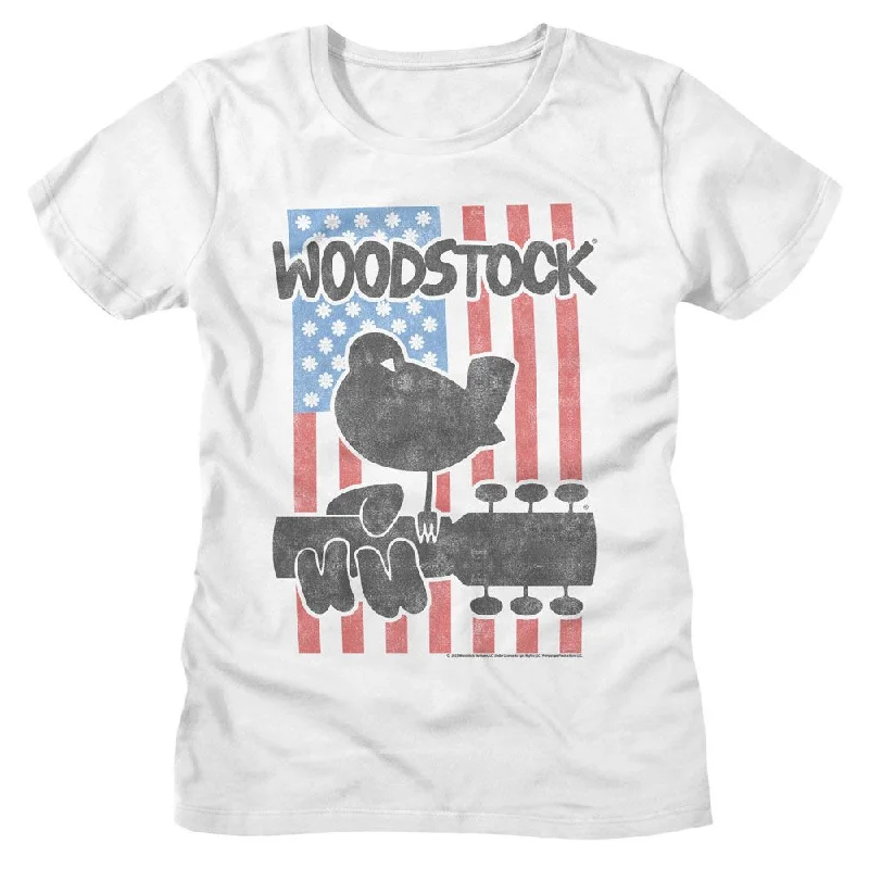 WOODSTOCK T-Shirt, Flower Flag-- Embroidered Appliqued Beaded