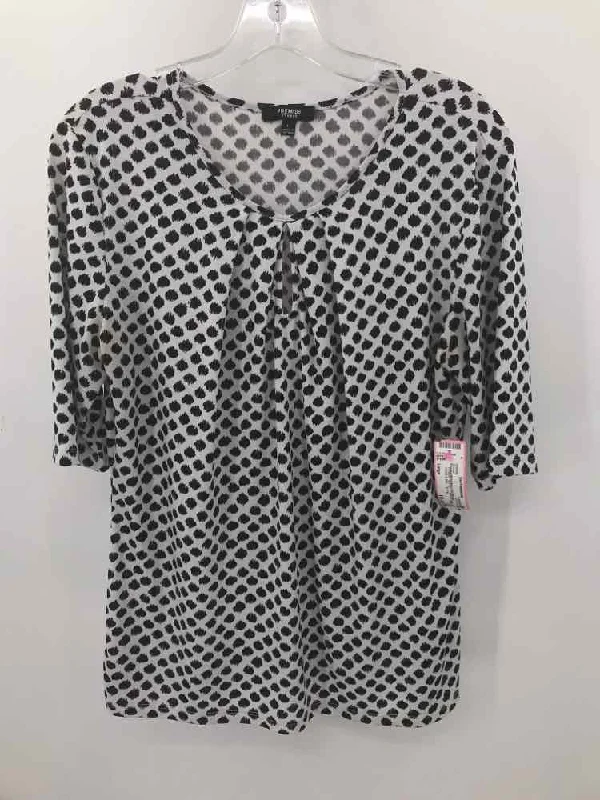 Pre-Owned Premise White Size Large Blouse Casual Stripe Blouse