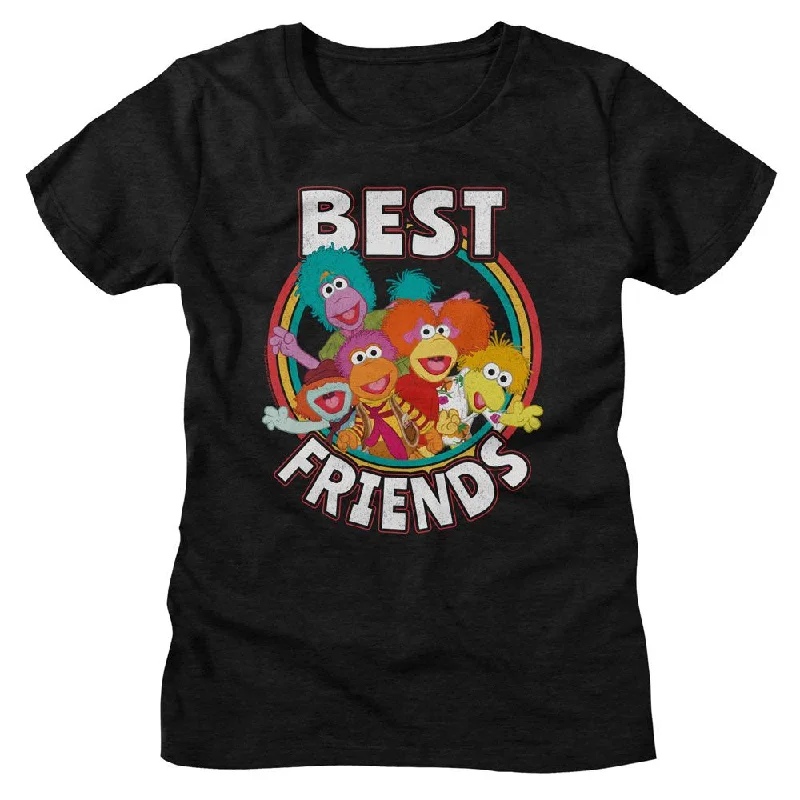FRAGGLE ROCK T-Shirt, Best Friends-- Notch Collar Peter Pan Collar Cowl Neck