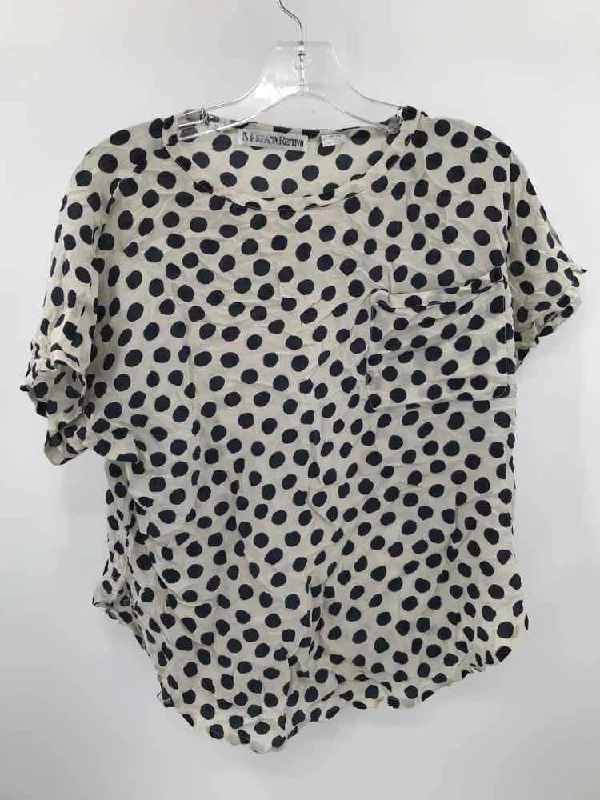 Pre-Owned Mary Ann Restivo Black Size Medium Polka Dot Blouse Off-Shoulder Wrap Blouse
