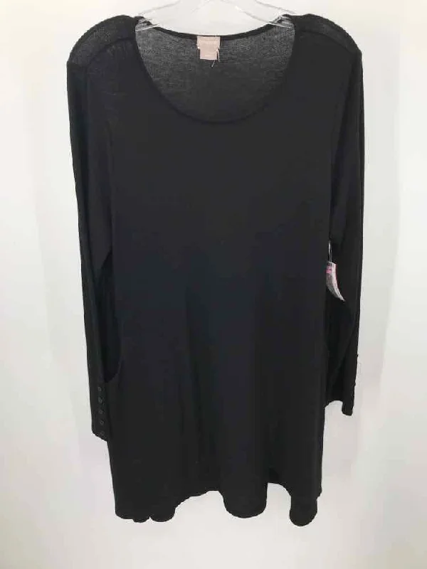 Pre-Owned Chico's Black Size Medium Blouse Elegant Semi-Sheer Blouse