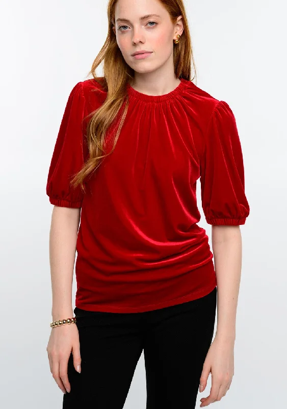 IVY JANE VELVET ROUCHED NECK BLOUSE Sheer Mesh Blouse
