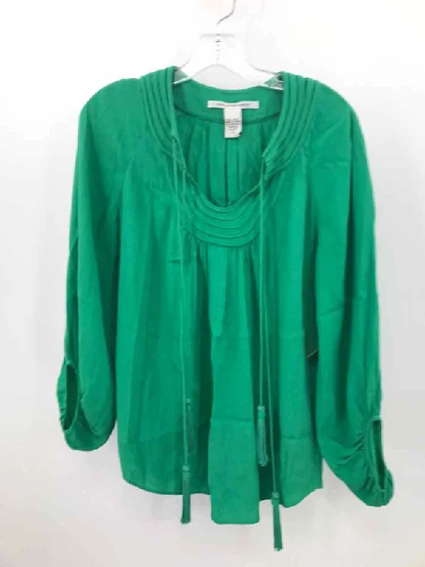 Pre-Owned Diane Von Furstenberg Green Size 0 Long Sleeve Blouse Office Formal Blouse