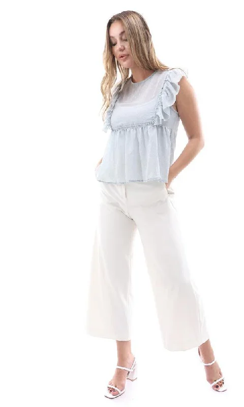 95665 Buttoned Back Sleeveless Pale Mint Sheer Blouse Wrap Front Blouse