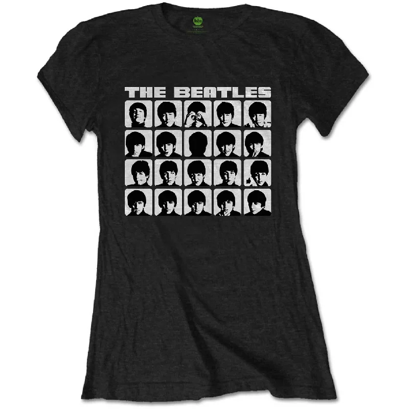 THE BEATLES T-Shirt for Ladies, Hard Days Night Faces Mono-- Anti-Pilling Machine Wash Handmade