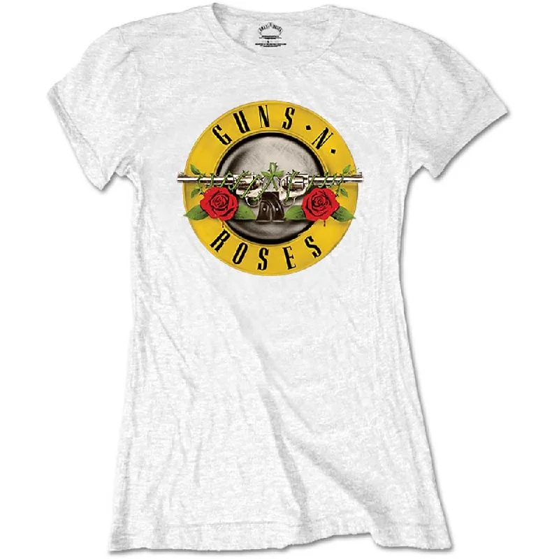 GUNS N' ROSES T-Shirt for Ladies, Classic Logo-- Striped Floral Plaid