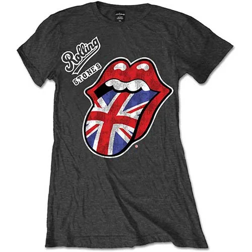 THE ROLLING STONES T-Shirt for Ladies, Vintage British Tongue-- Spandex Blend Rayon Blend Denim Blend