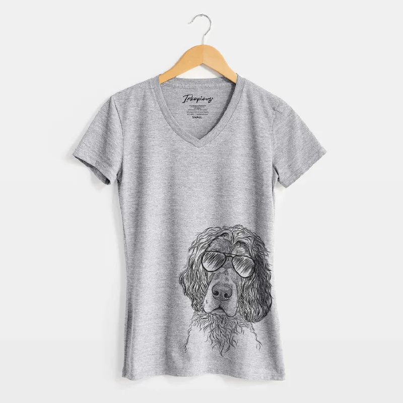 Aviator Sir Rexford the Blue Belton English Setter - Women's V-neck Shirt -- Basic T-Shirt Crew Neck Short Sleeve