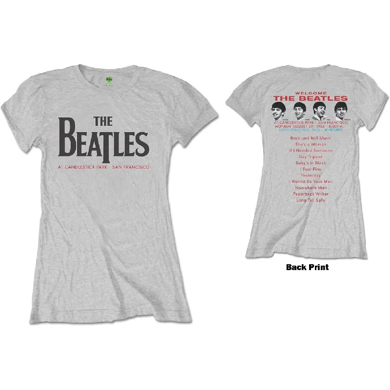 THE BEATLES T-Shirt for Ladies, Candlestick Park-- Plaid T-Shirt Polka Dot Checkered