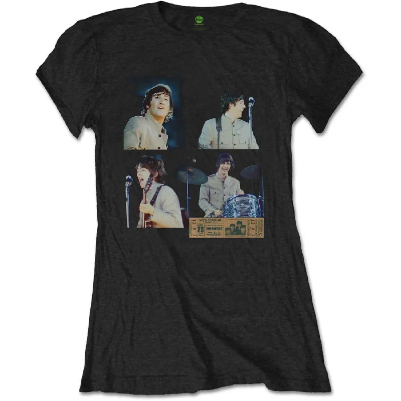 THE BEATLES T-Shirt for Ladies, Shea Stadium Shots-- Embroidered Appliqued Beaded