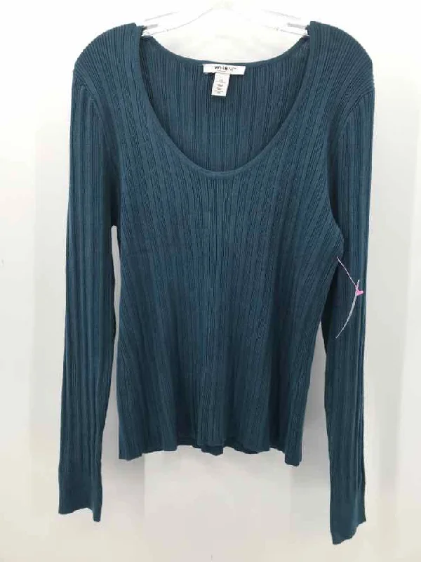 Pre-Owned WHBM Blue Size XL Long Sleeve Blouse Cotton Casual Blouse