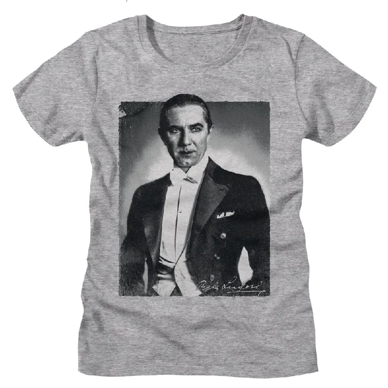 Women Exclusive BELA LUGOSI T-Shirt, Bw Portrait-- Hooded Caped Shawl Collar