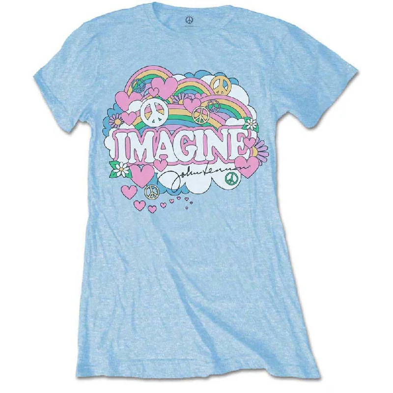 JOHN LENNON T-Shirt for Ladies, Love & Peace-- Solid Color Striped Floral