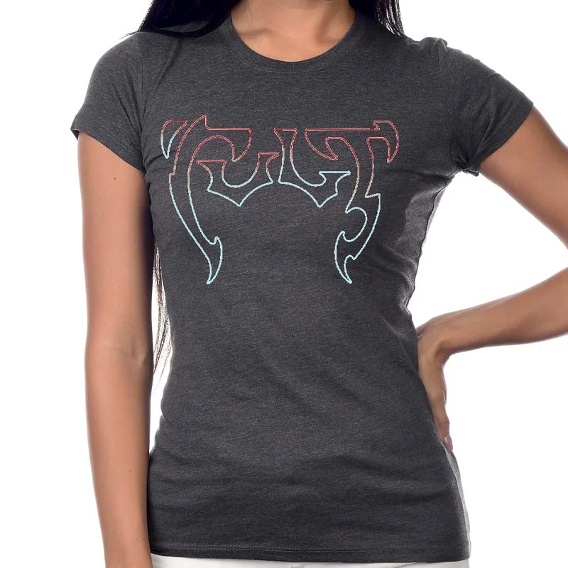 THE CULT Ladies T-Shirt, Gradient Logo-- Iron Safe Non-Iron Wrinkle Free