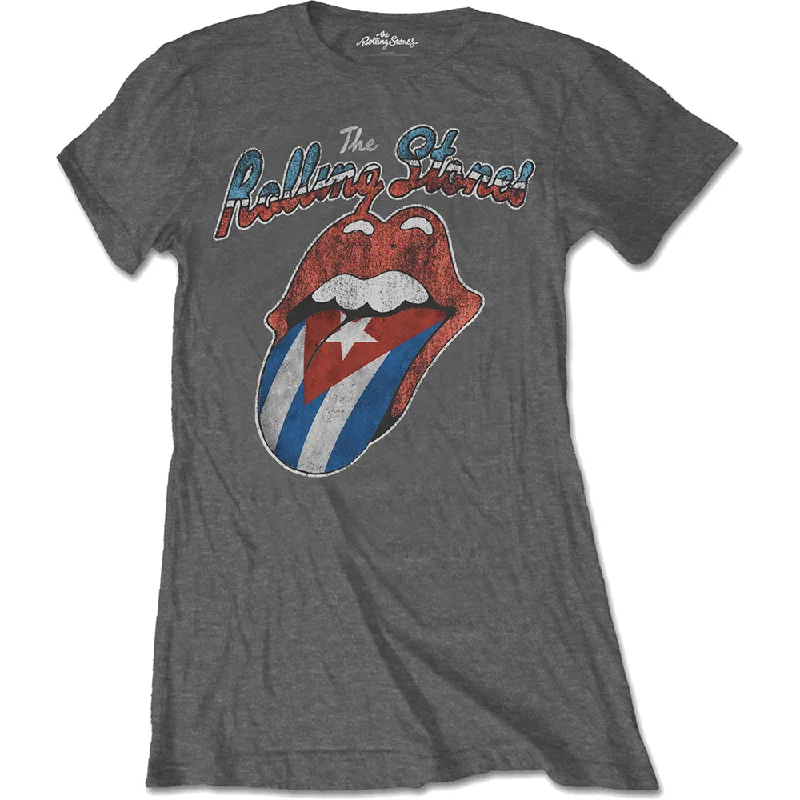 THE ROLLING STONES T-Shirt for Ladies, Rocks Off Cuba-- Fleece Fabric Down Fabric Feather Fabric
