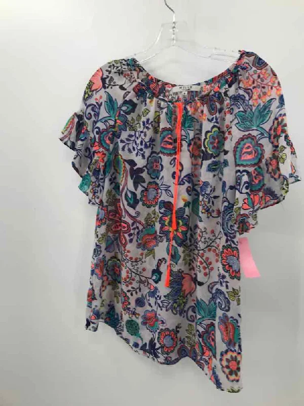 Pre-Owned Milly White Size Medium Blouse Boho Printed Blouse