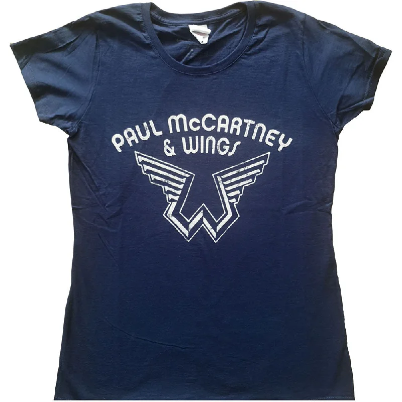 PAUL MCCARTNEY Ladies T-Shirt, Wings Logo-- Asymmetrical Pockets Print