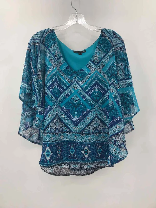 Pre-Owned Sara Michelle Blue Size Medium Printed Blouse Elegant Embroidery Blouse