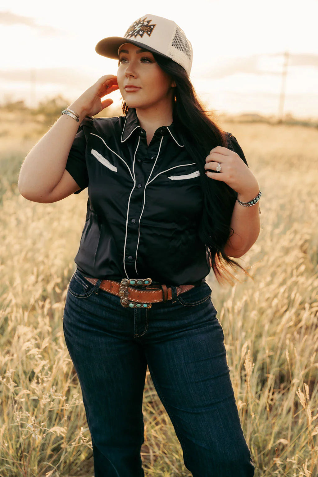 Howdy Hanny Solid Short Sleeve Blouse Wrap Front Blouse