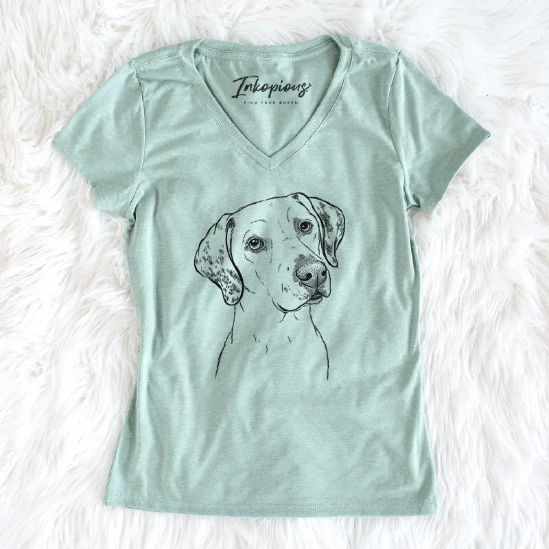 Bare Lucky the Dalmatian - Women's V-neck Shirt-- Chenille Blend Fleece Blend Nylon Blend
